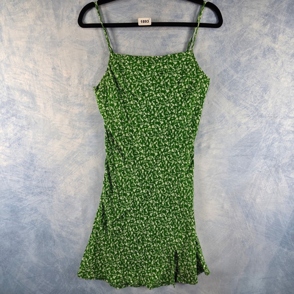 Skylar + Madison Green Floral Mini Dress Adjustable Spaghetti Straps Size‎ M